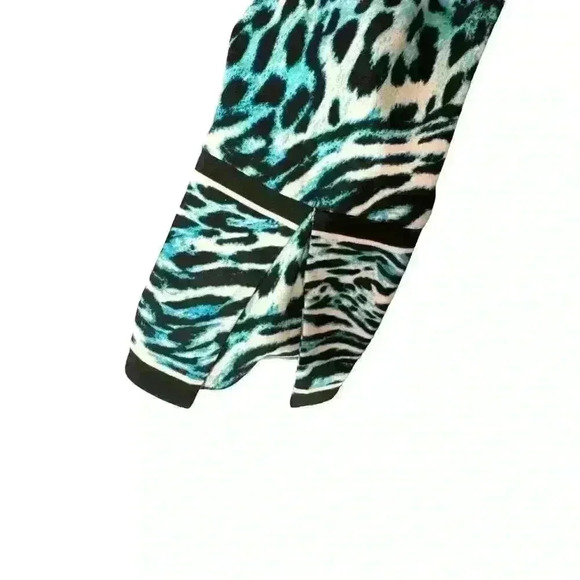 Michael Kors Slinky Animal Print Long Sleeve Mid Dress Size XS Blue & Black - Picture 5 of 5